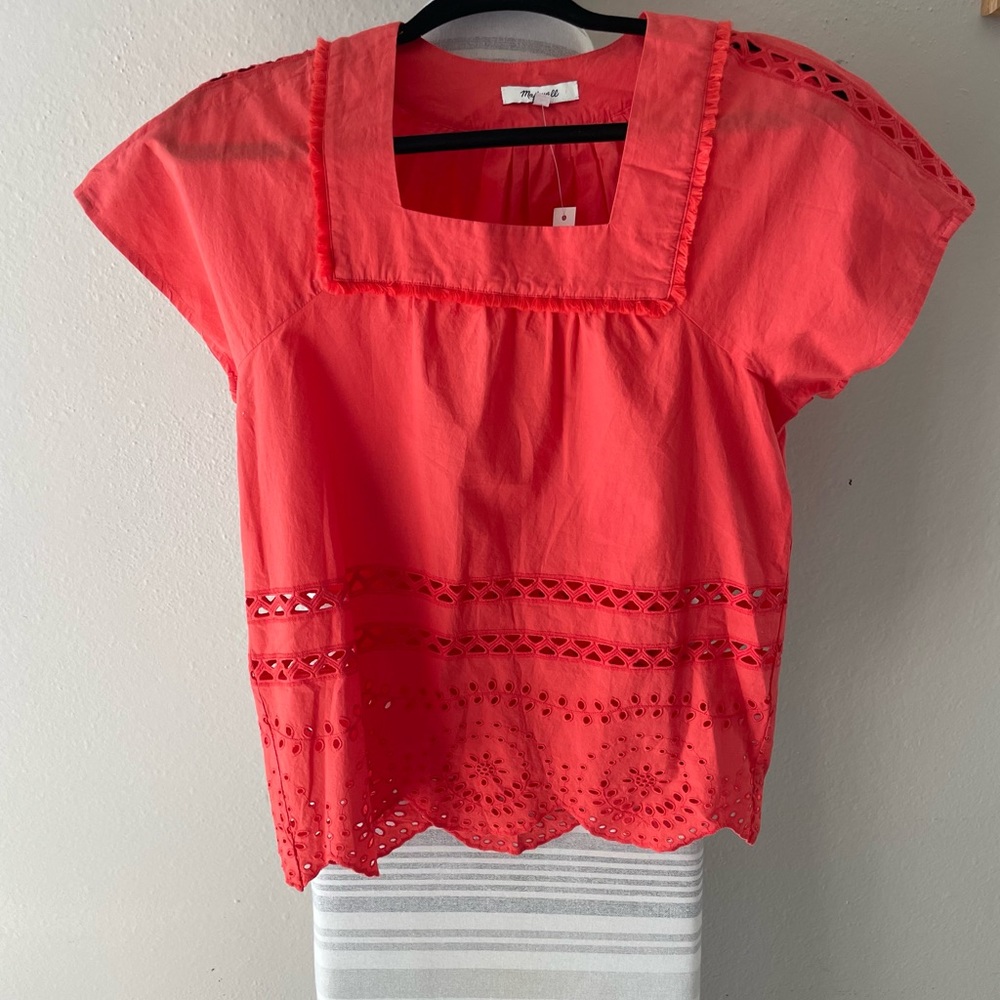 Madewell Coral Cotton Top
